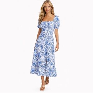 NEW! London Times Women’s Blue & White Floral Midi Dress | Size 6 | NWT